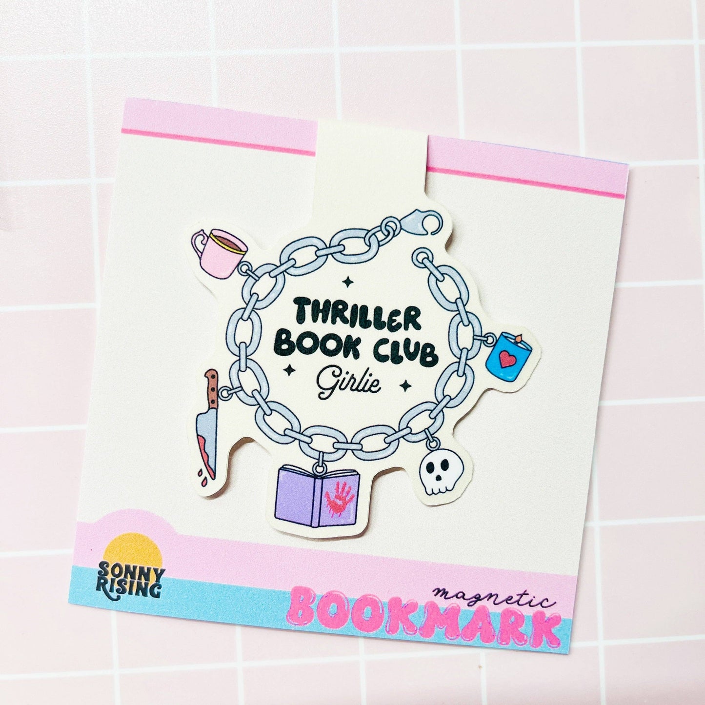 Thriller Book Club Charm Bracelet Magnetic Bookmark