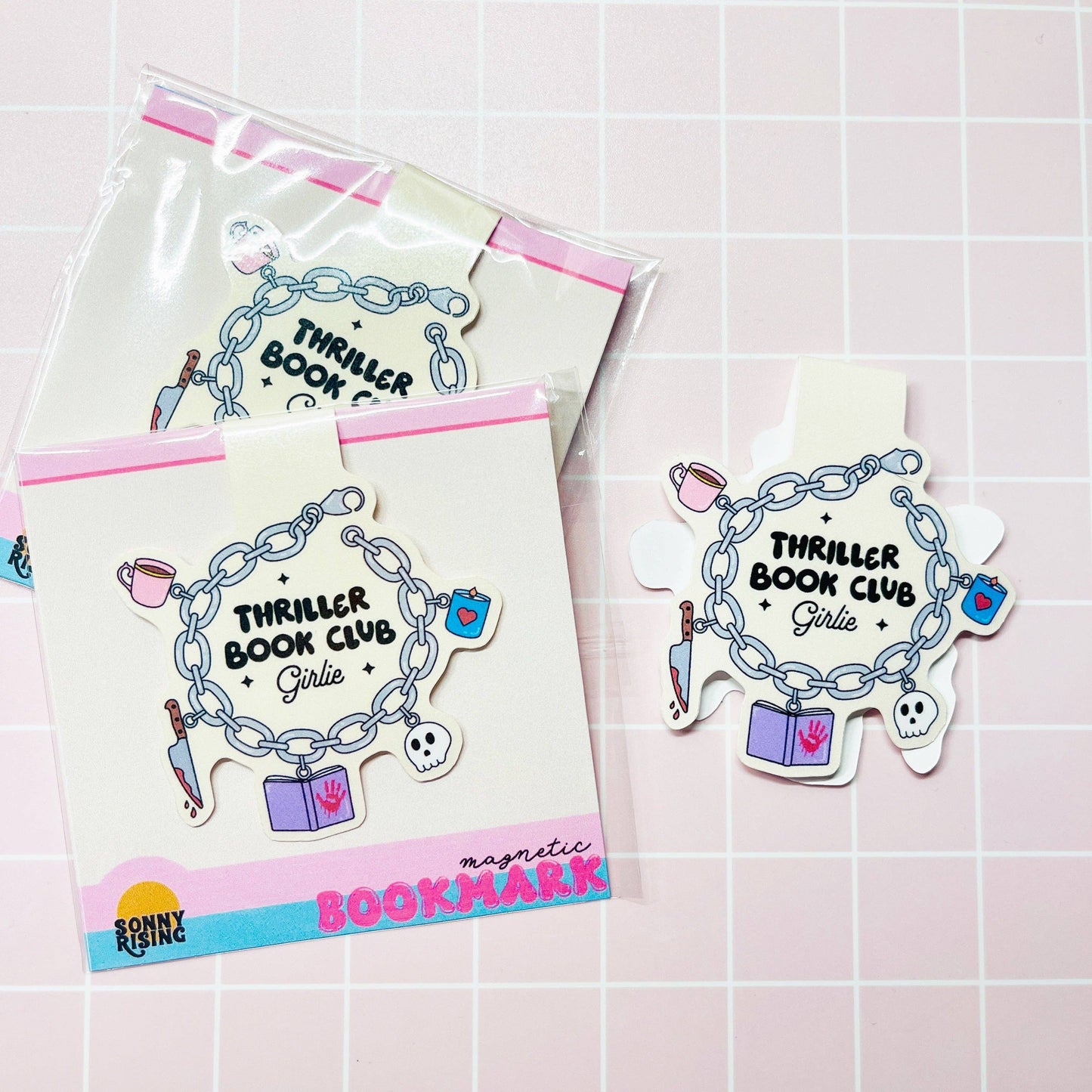 Thriller Book Club Charm Bracelet Magnetic Bookmark