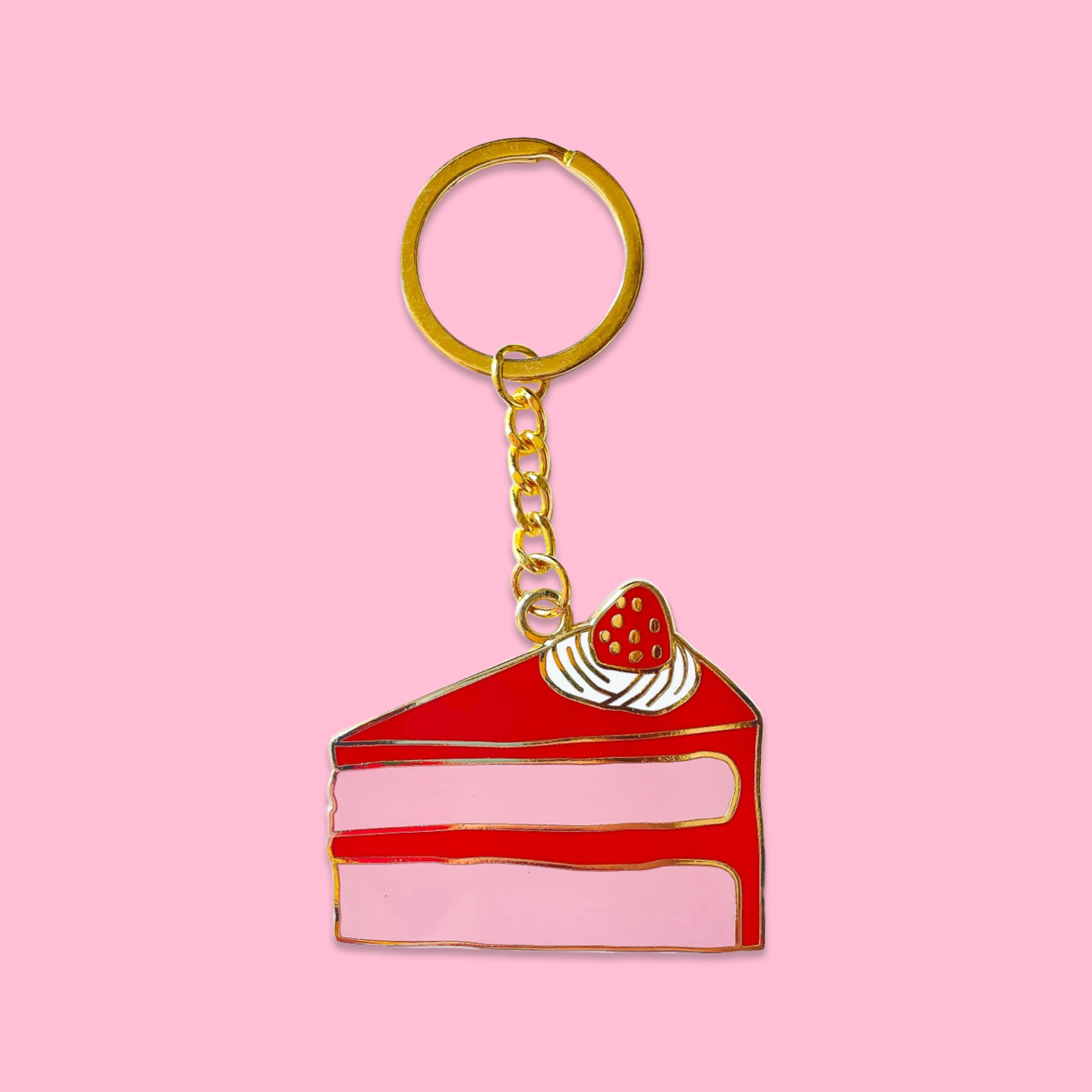 Enamel Cake Slice Keychain