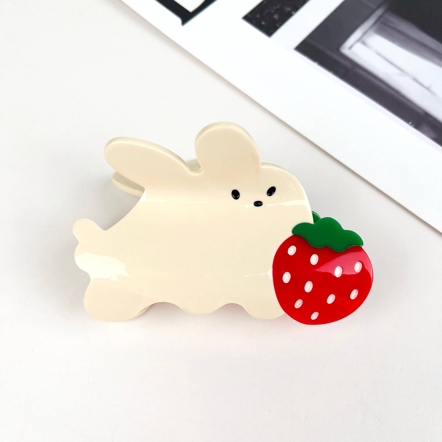 Strawberry Rabbit Hair Claw