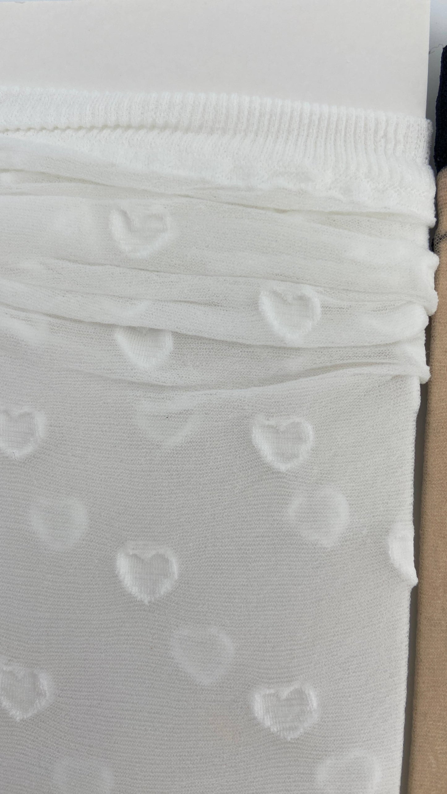 Sheer Ivory Heart Socks