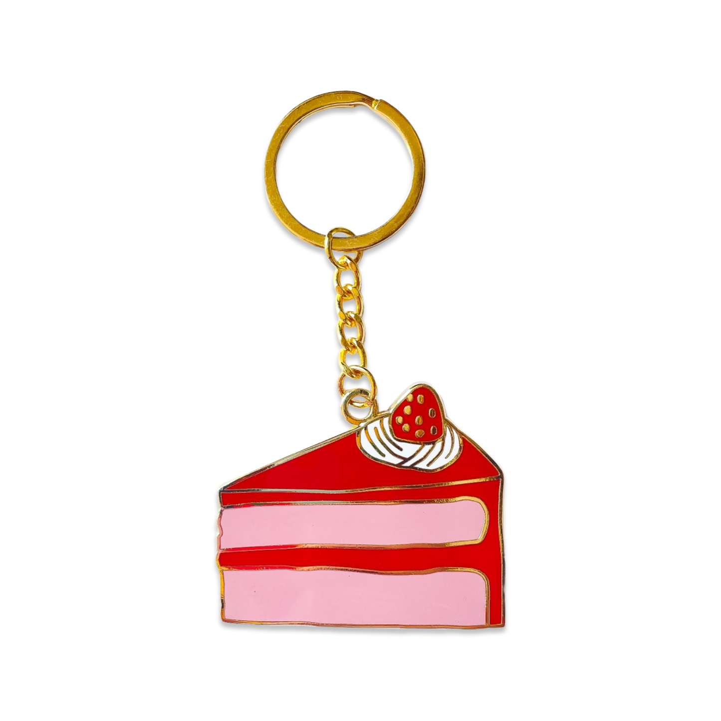 Enamel Cake Slice Keychain