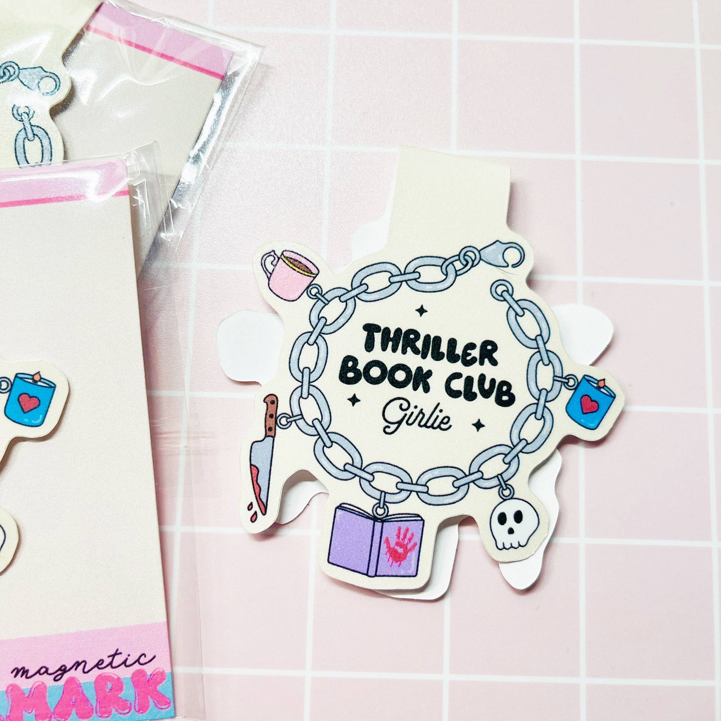 Thriller Book Club Charm Bracelet Magnetic Bookmark