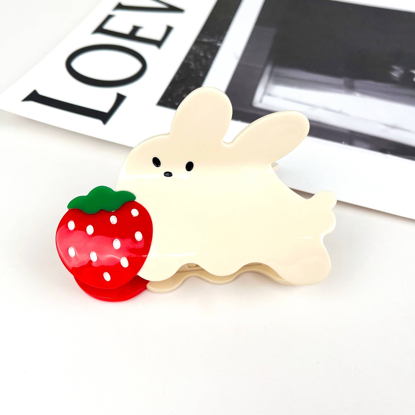 Strawberry Rabbit Hair Claw