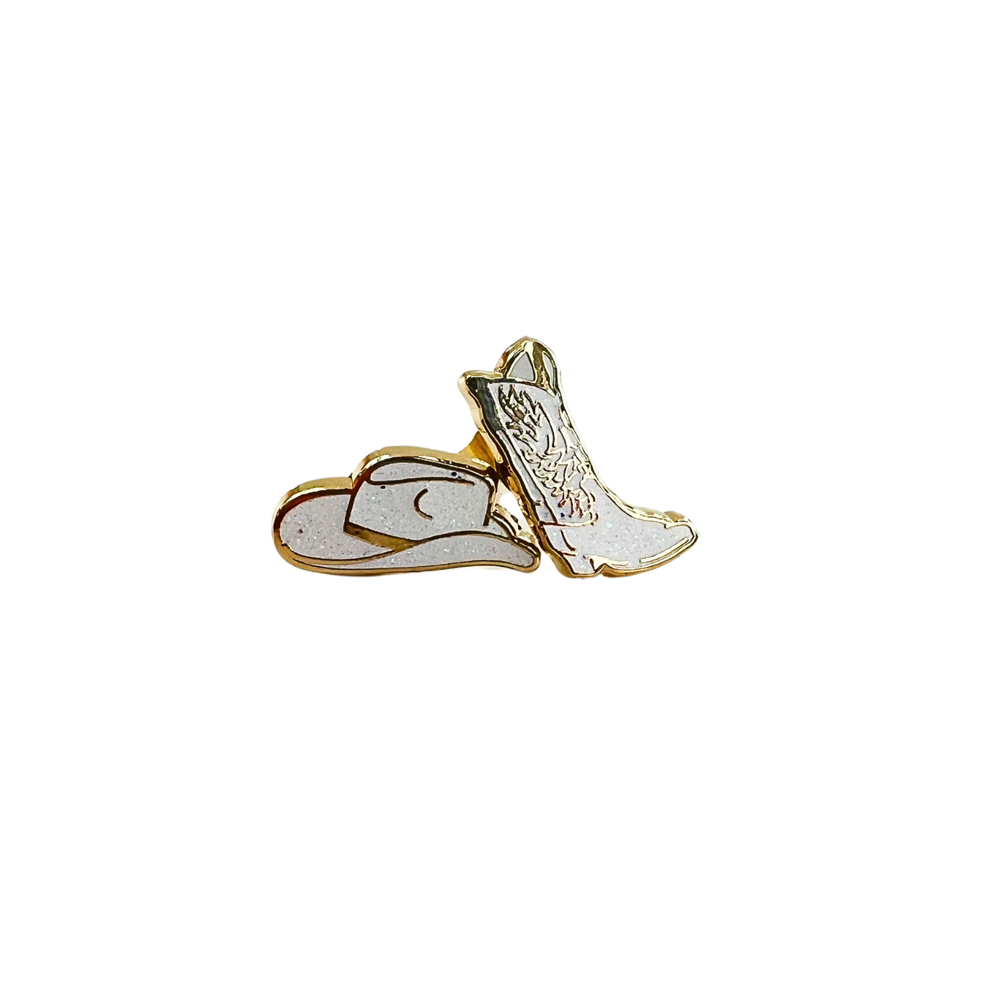 Cowboy Boot & Hat Earrings - 22k Gold Plated Studs - Western