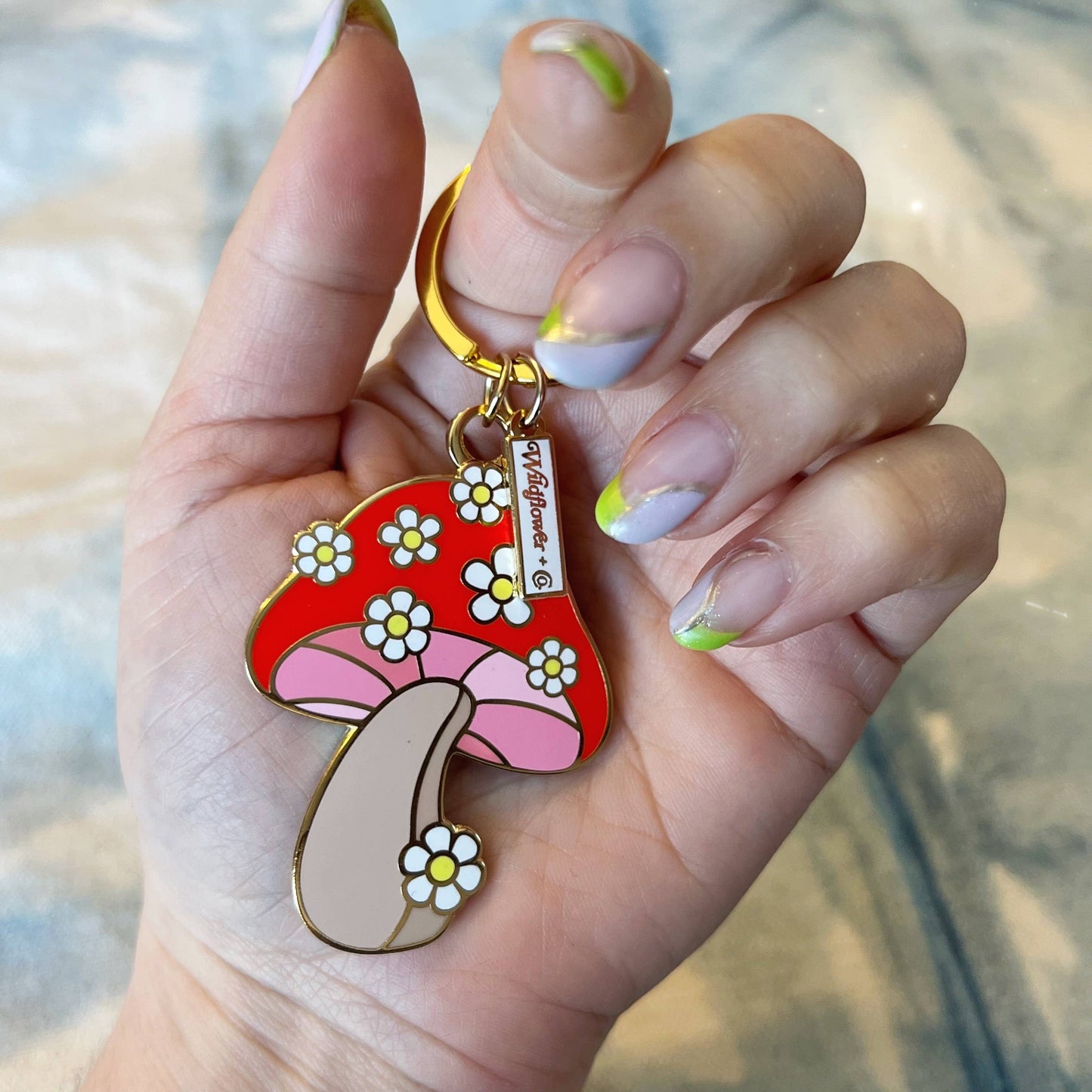 Daisy Mushroom Keychain