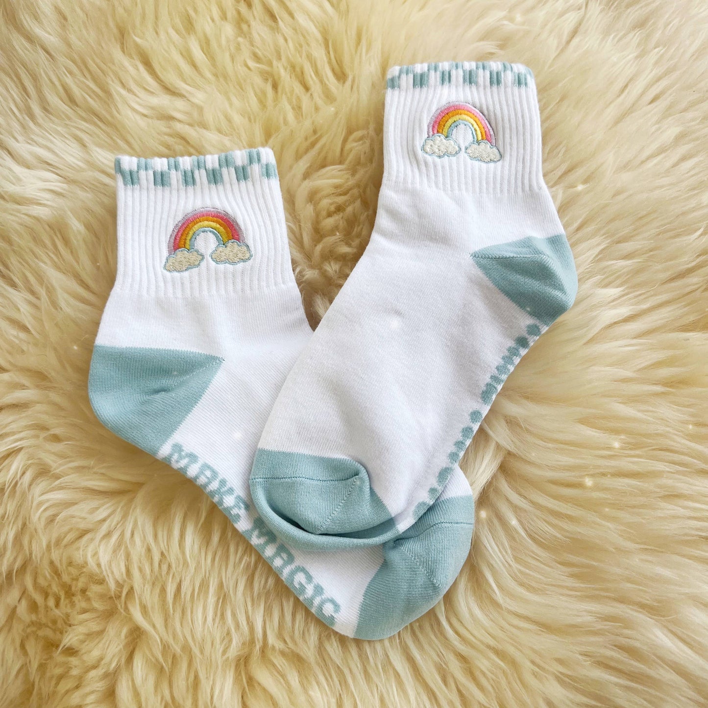 Rainbow Embroidered Socks