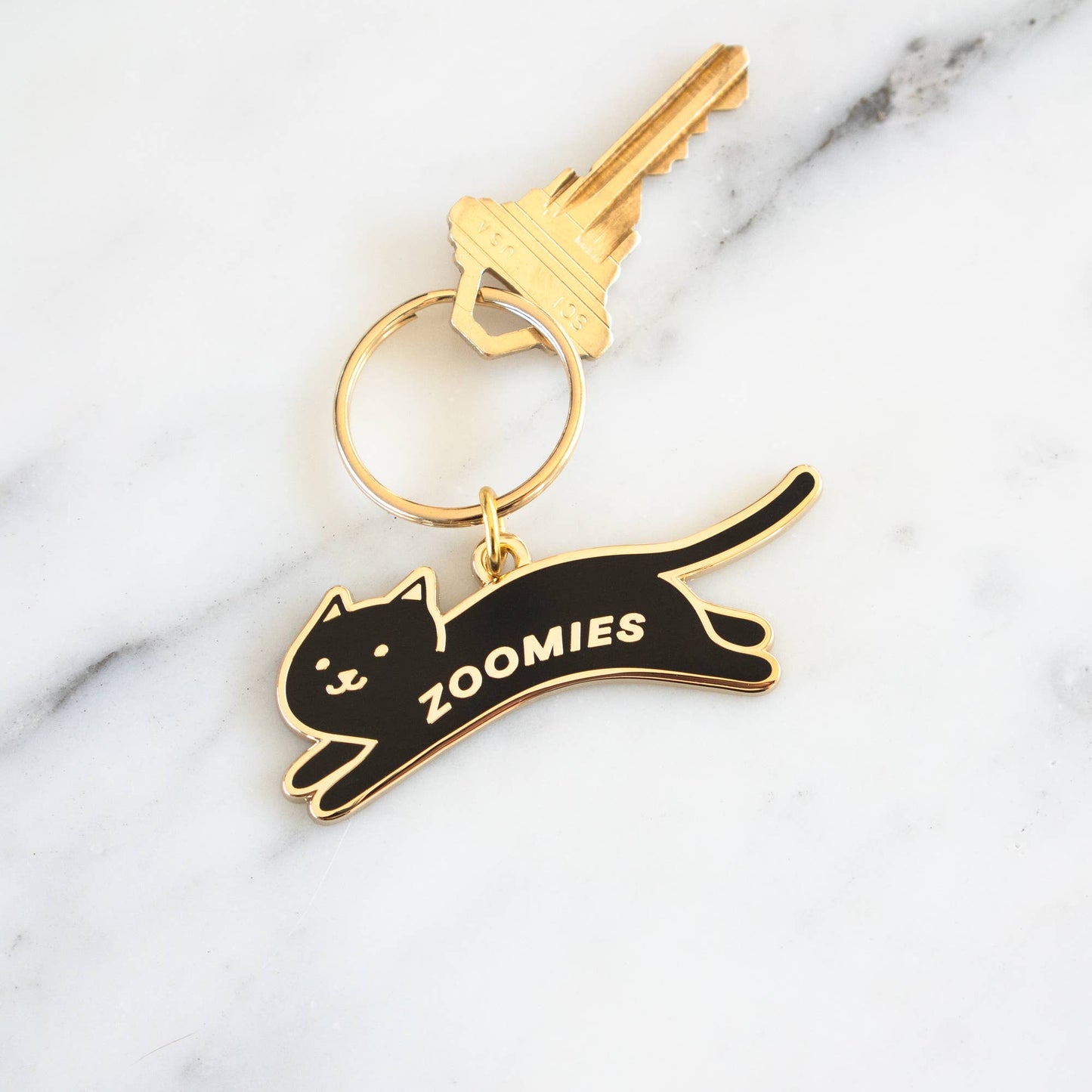 Zoomies Keychain: Gold/black