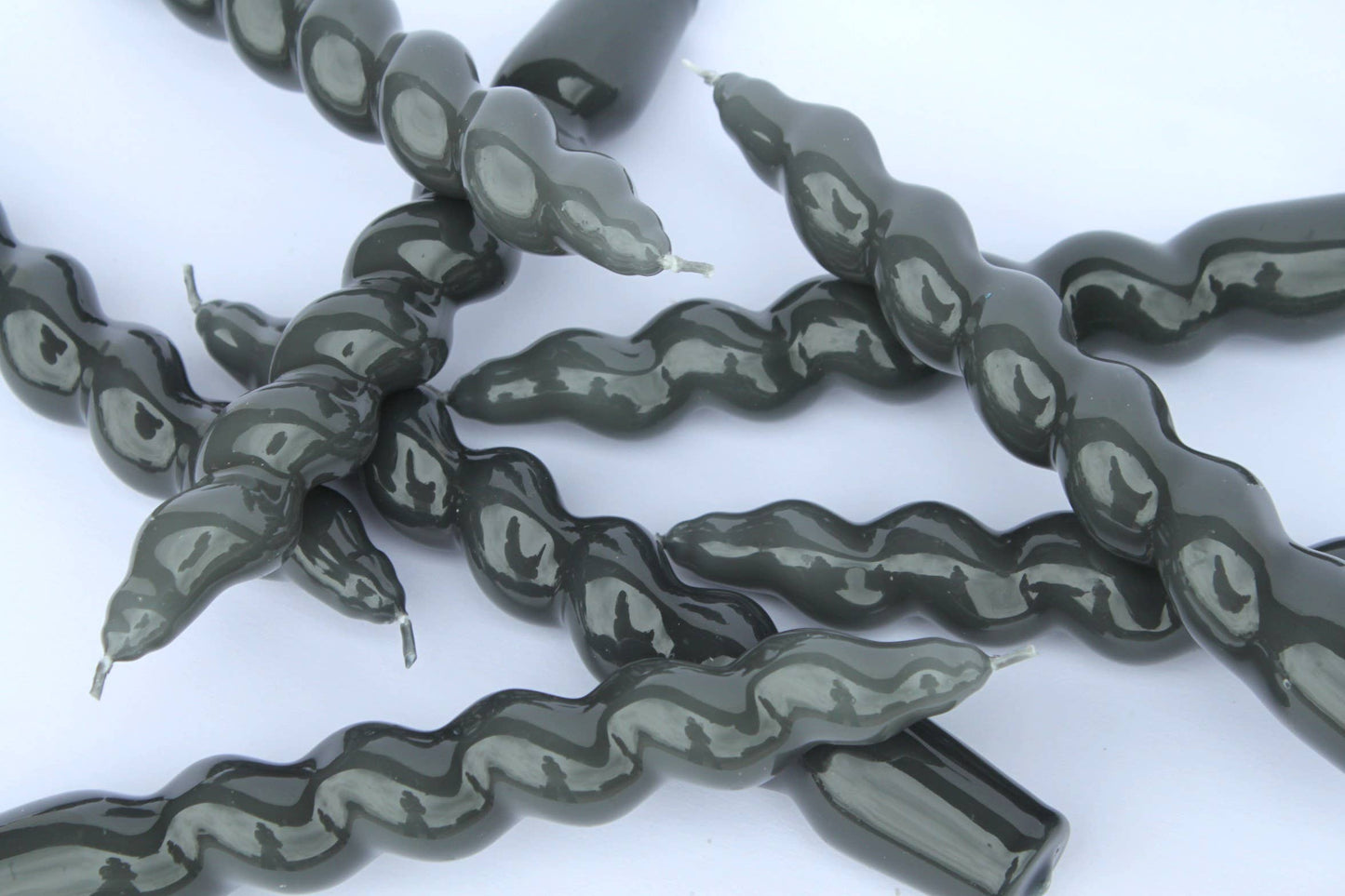 Spiral Taper Candle Dark Grey