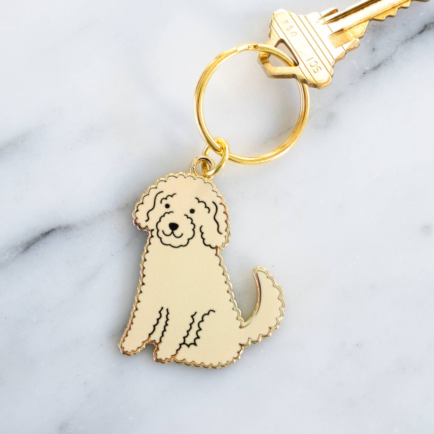 Golden Doodle Keychain: Yellow