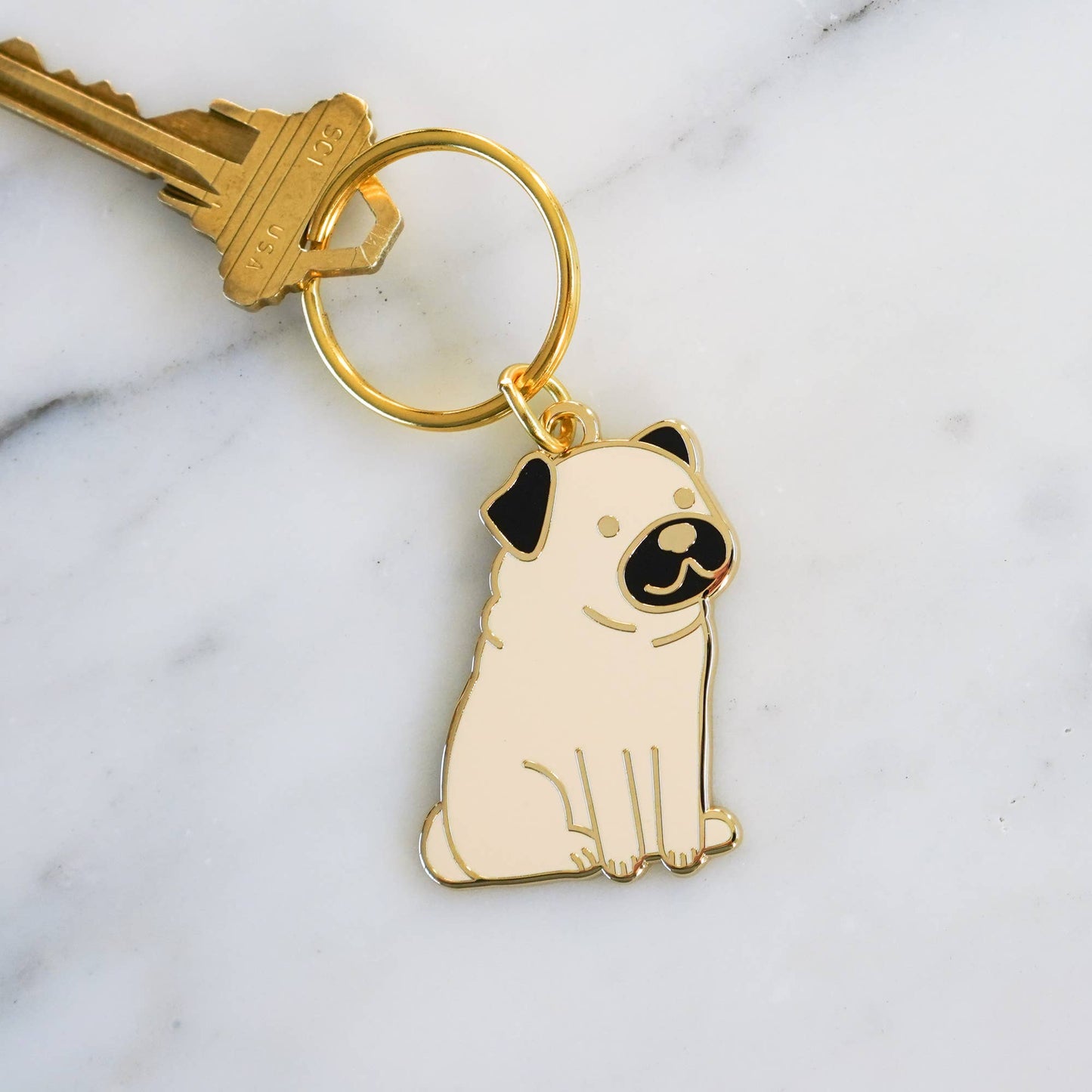 Pug Keychain: Creme / Black