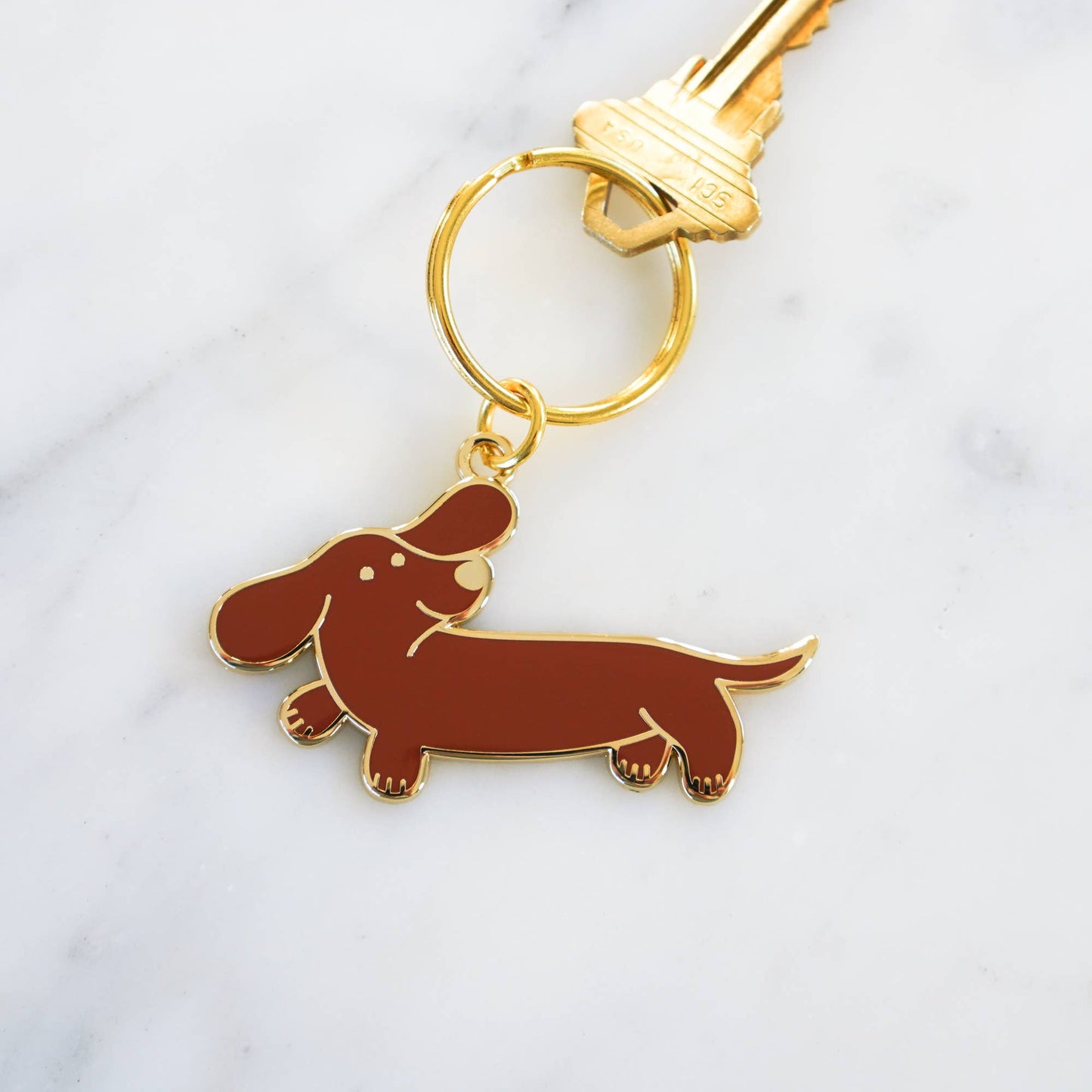 Dachshund Keychain: Brown