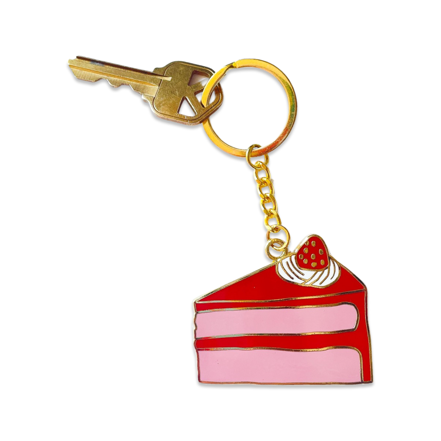 Enamel Cake Slice Keychain