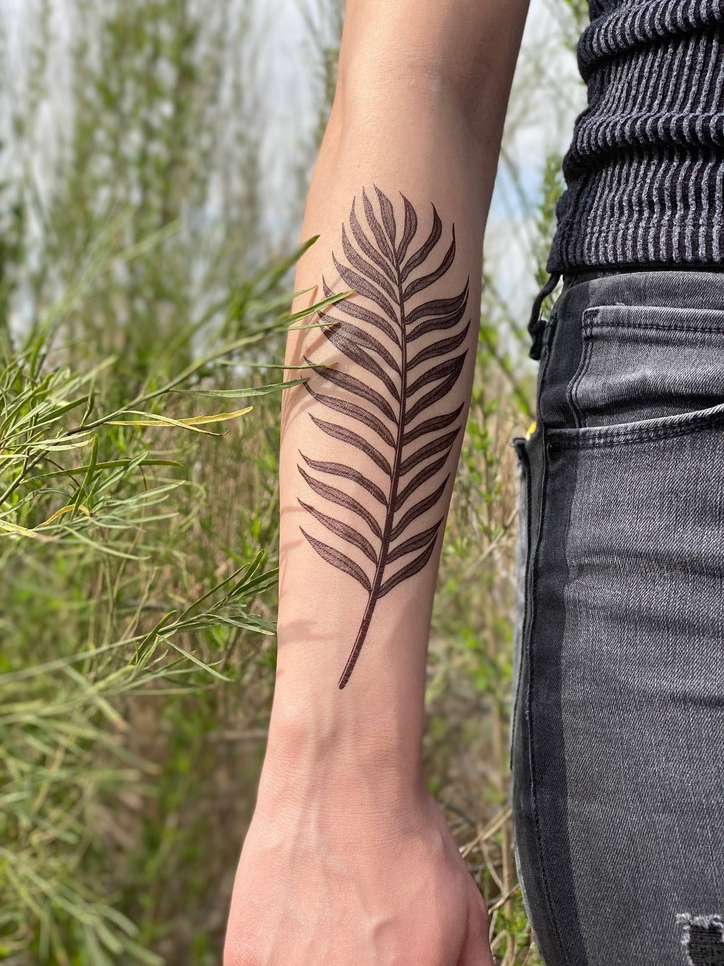 Palm Leaf Temporary Tattoo: 1-Pack