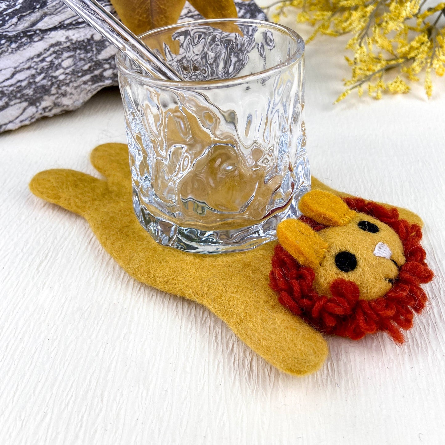 King of the Prairie Lion Wool Coaster