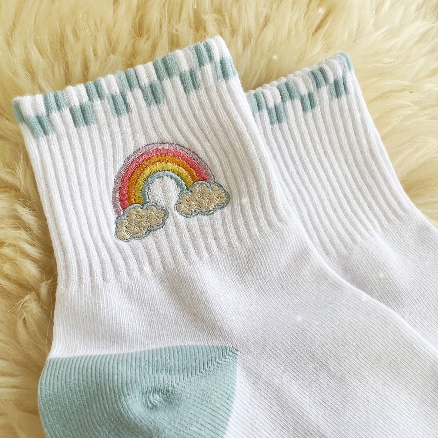 Rainbow Embroidered Socks
