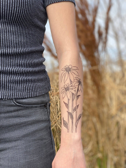 Coneflower Temporary Tattoo: 1-Pack