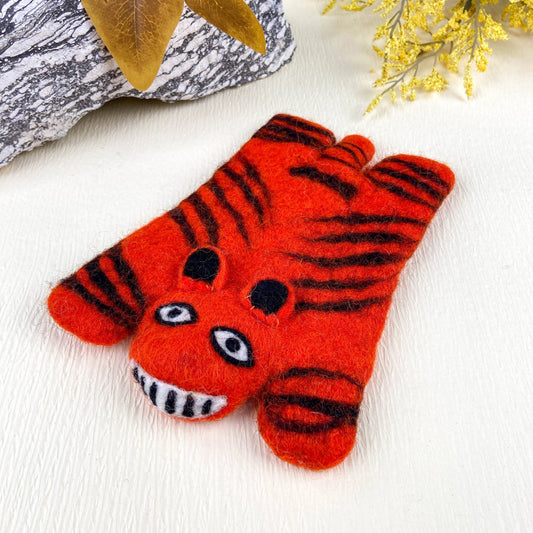 King of the Forest Orange Tiger Wool Coaster