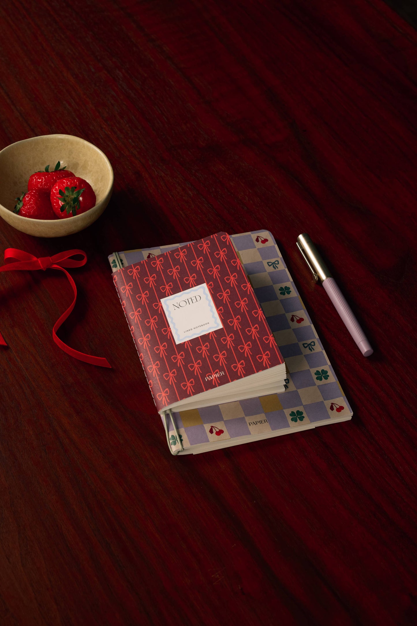 Lined Notebook Set- Checkerboard & Bows