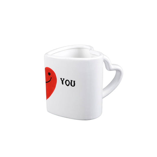 18 oz Heart Shaped Ceramic Mug with " I love you" Text