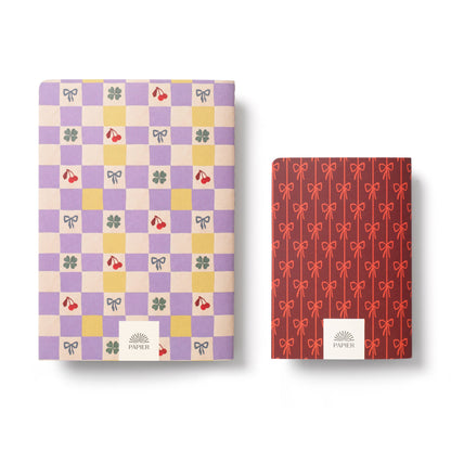 Lined Notebook Set- Checkerboard & Bows