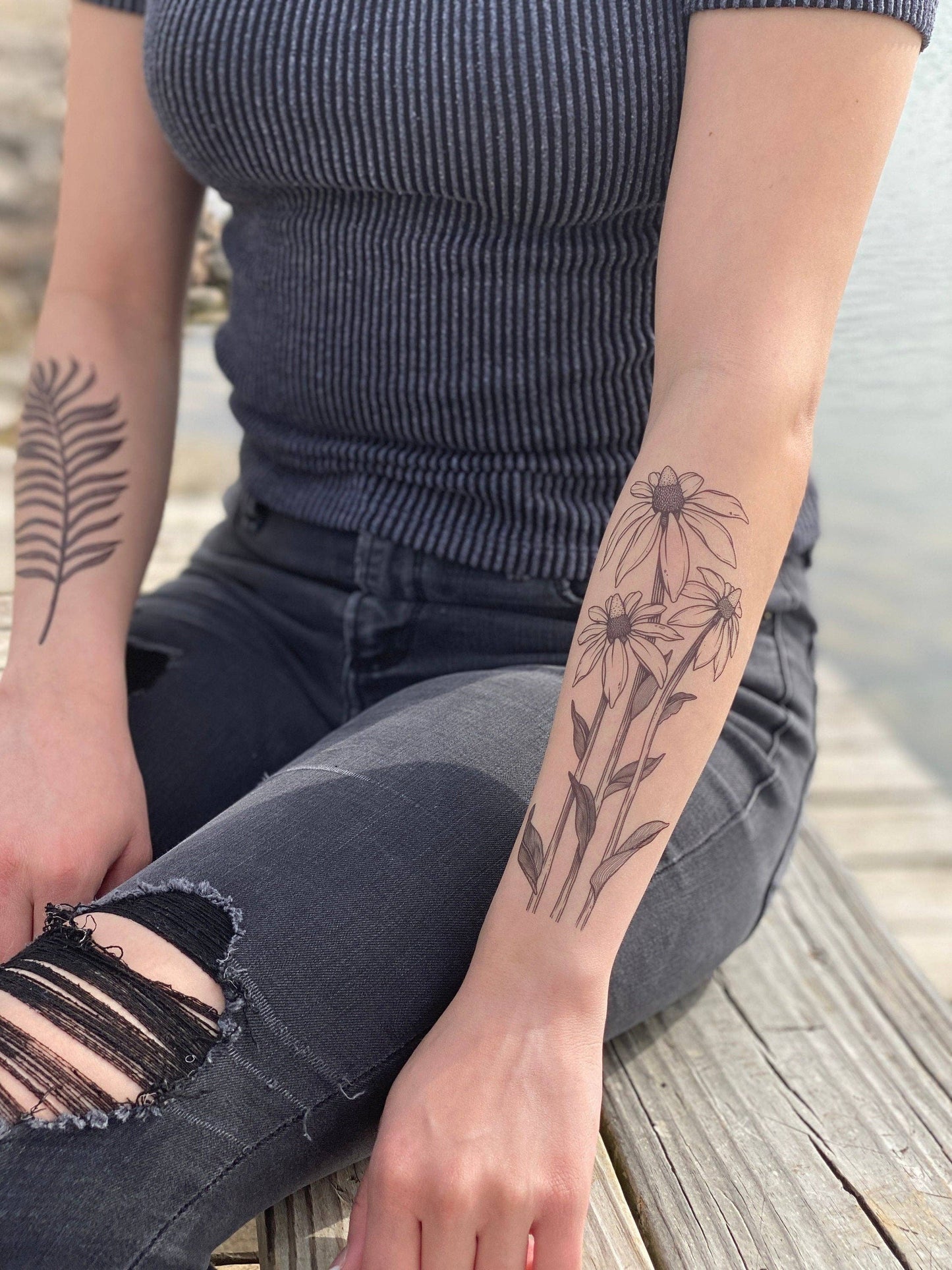 Coneflower Temporary Tattoo: 1-Pack