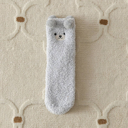 Cream Fuzzy Bear Socks
