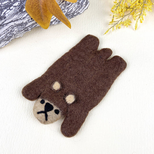 Brown Bear Wool Coaster