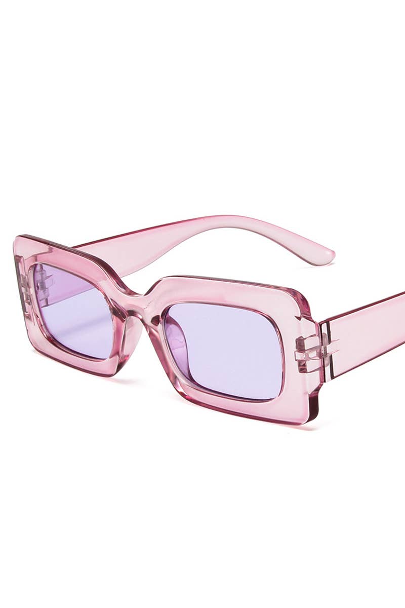 Rectangle Sunglasses - Clear Purple