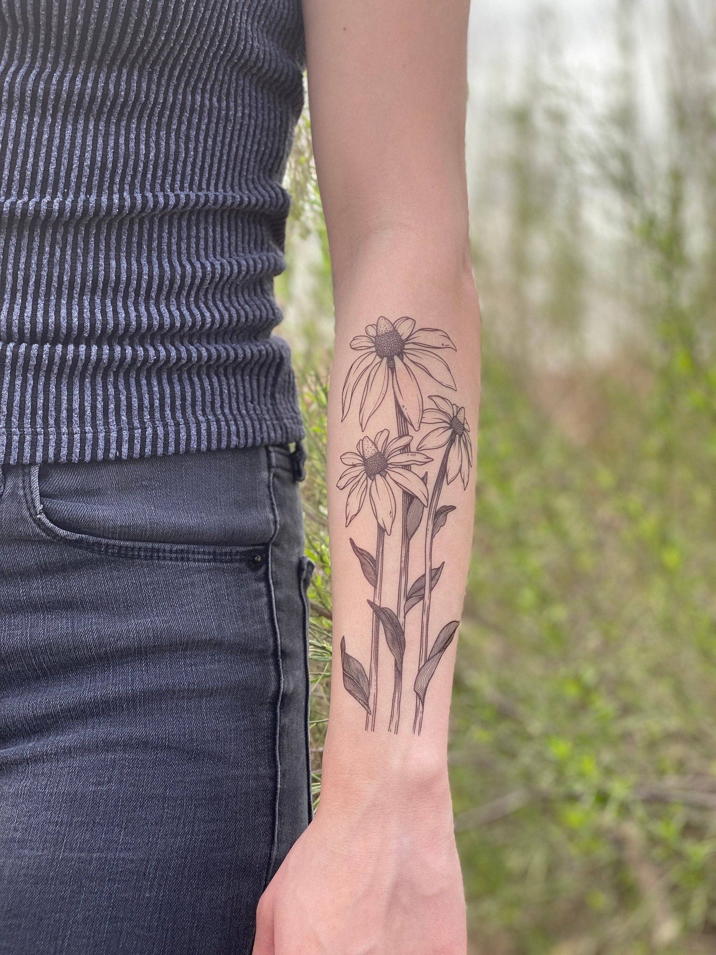 Coneflower Temporary Tattoo: 1-Pack