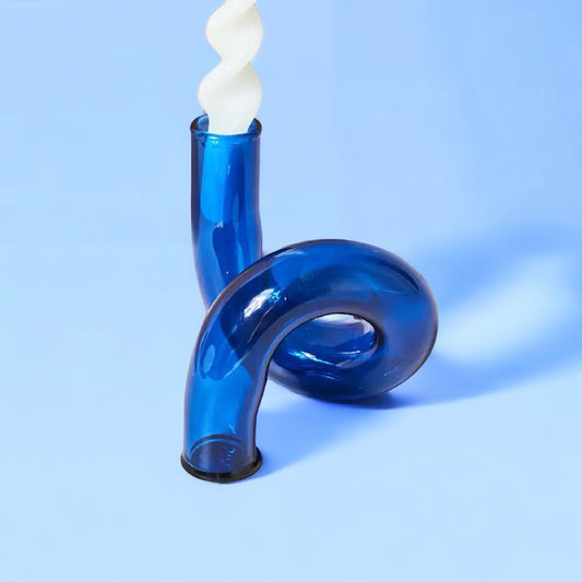 Swirl Vase/Candle Holder - Mediterranean Blue