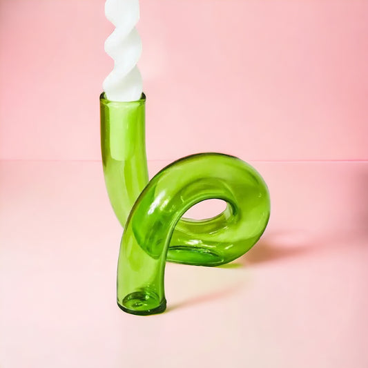 Swirl Vase/Candle Holder - Green