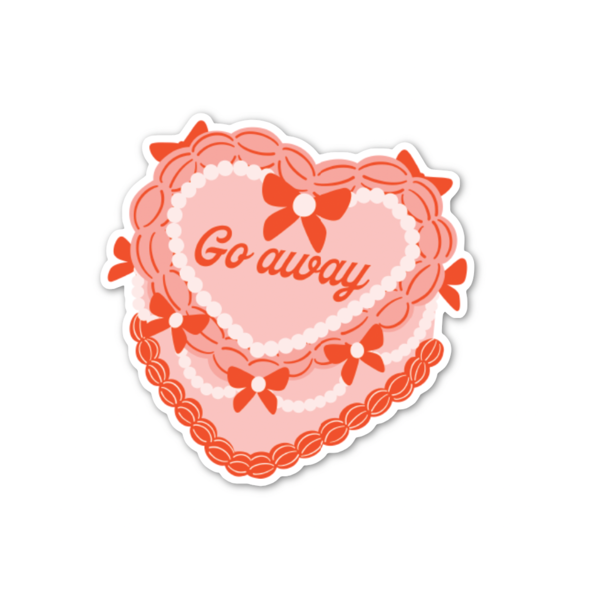 Go Away Heart Cake Sticker