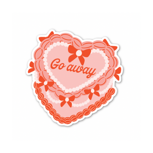 Go Away Heart Cake Sticker