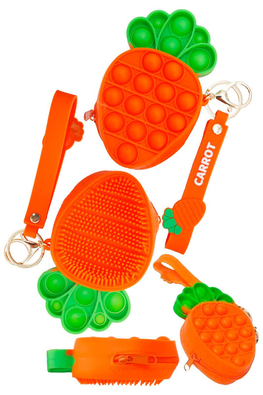 Carrot Bubble Pop Spiky Zipper Coin Purse Bag