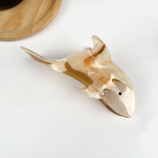 Whale Hair Clip: Brown