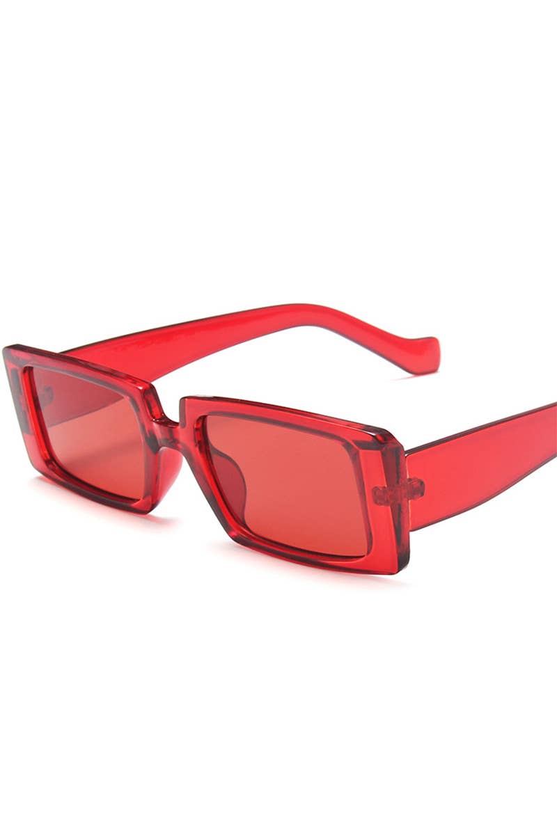 Rectangle Sunglasses - Clear Red