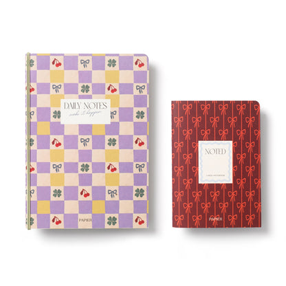 Lined Notebook Set- Checkerboard & Bows