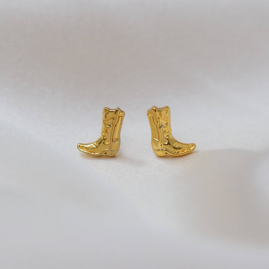 Gold Cowgirl Boot Earrings