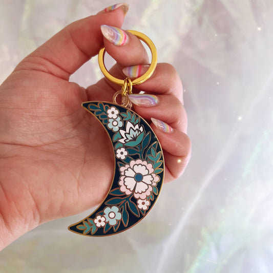 Botanical Moon Keychain