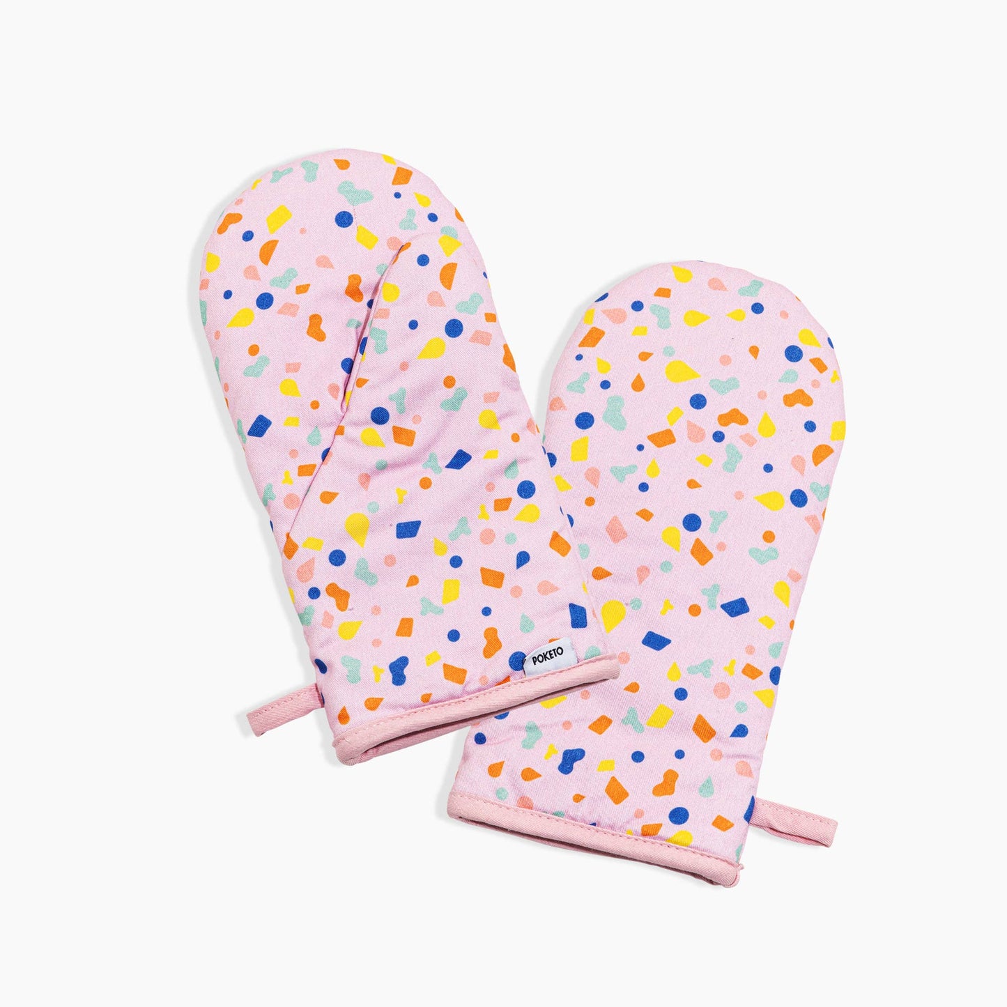 Oven Mitts in Pink Confetti