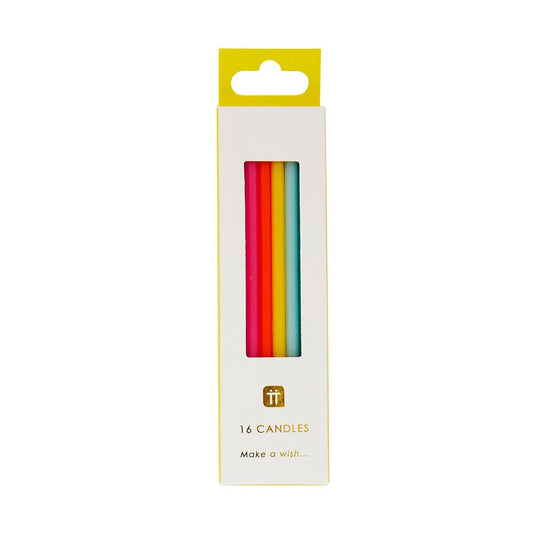 Tall Rainbow Birthday Candles 16 Pack