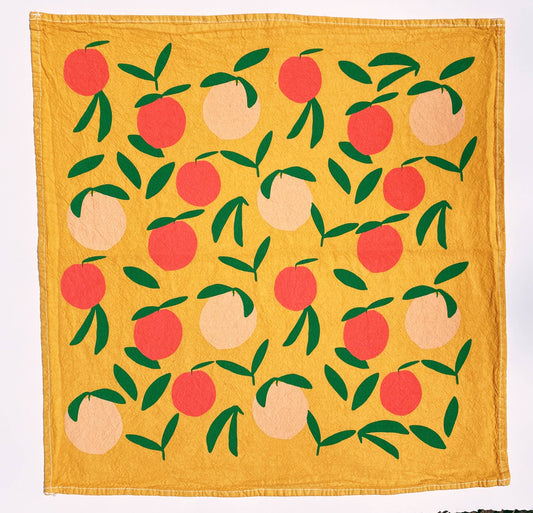 Yellow Peach Toss Tea Towel