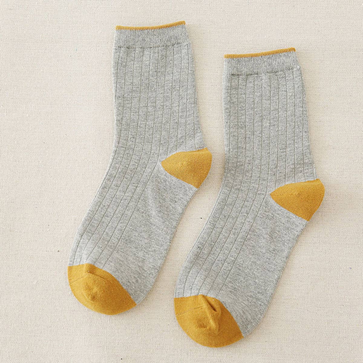 Heel & Toe Color Socks - Grey/Ochre