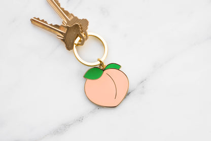 Peach Keychain: Gold/multi