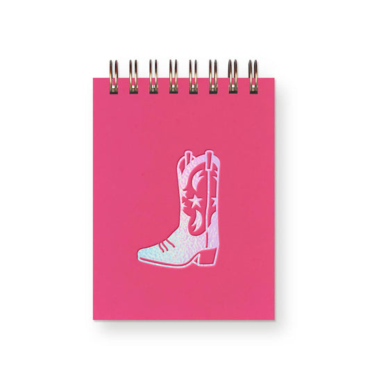 Ruff House Print Shop - Cowboy Boot Mini Jotter Notebook: Hibiscus Cover | Iridescent Foil