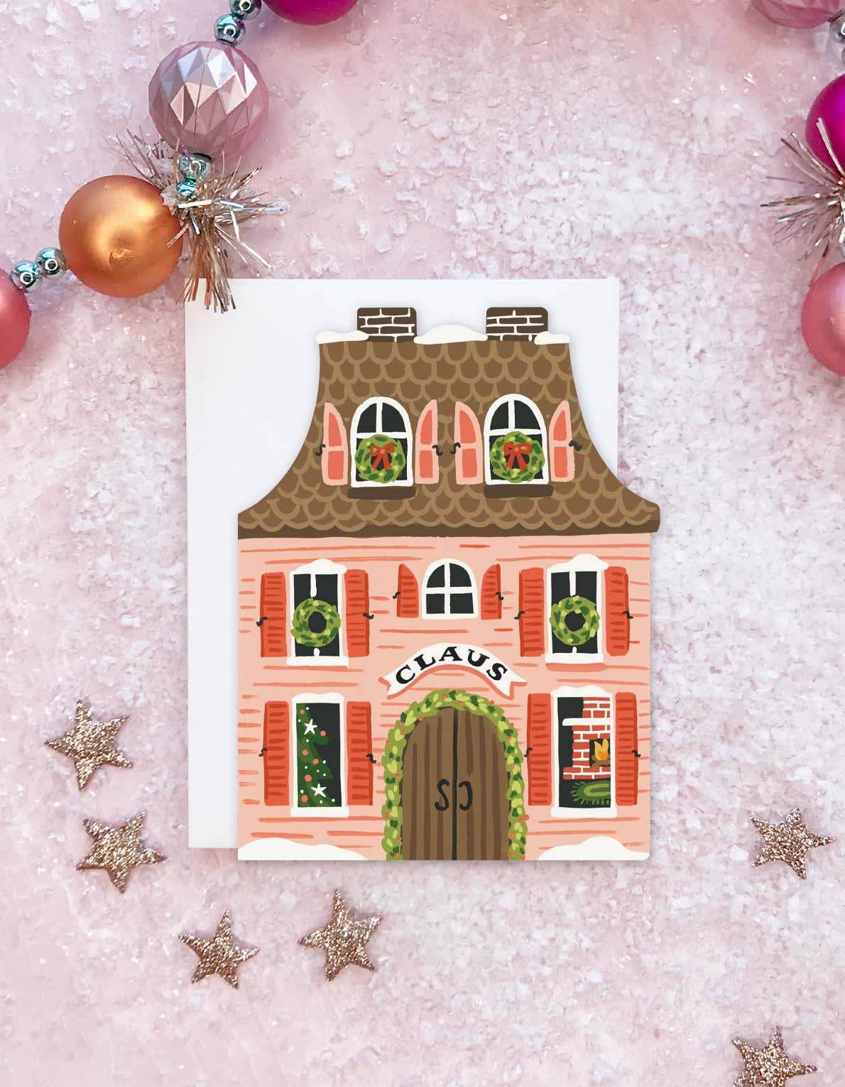 Santa House Card - Boxed Set of 8