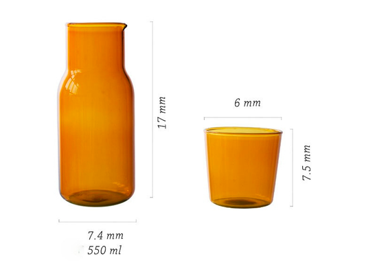 Amber Glass Carafe & Cup