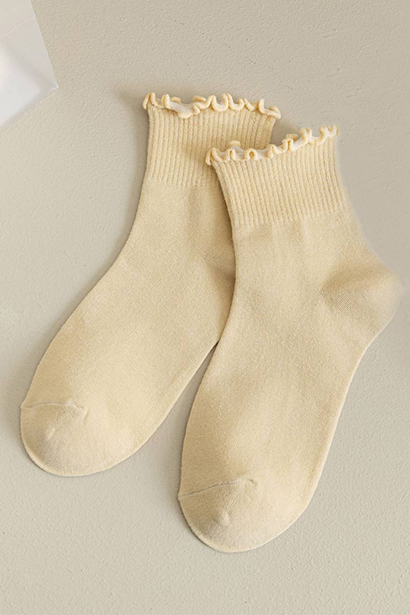 Ruffled Ankle Socks - Honey