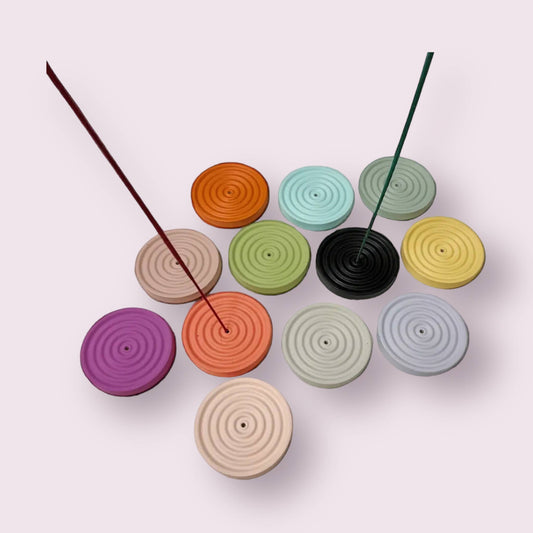 Colorful Concrete Round Mini Incense Holders: Gloss / Pastel Yellow